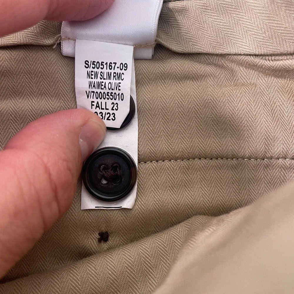 BANANA‎ REPUBLIC Slim Rapid Movement Chino Pants Men 35x28 Waimea Olive Preppy